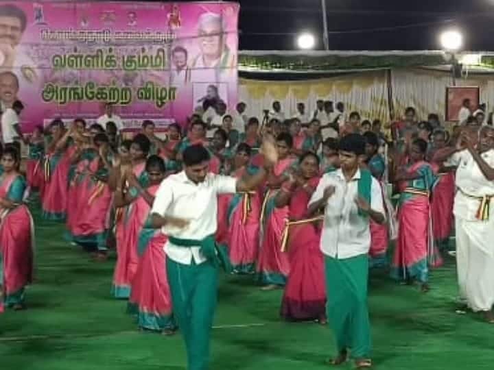 கரூரில் காண்போர் கண்களுக்கு விருந்தளித்த வள்ளி கும்மியாட்டம்