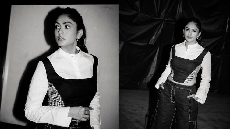 IN PICS Actress Mrunal Thakur posts cute black and white photos in her instagram pens Family star promotions