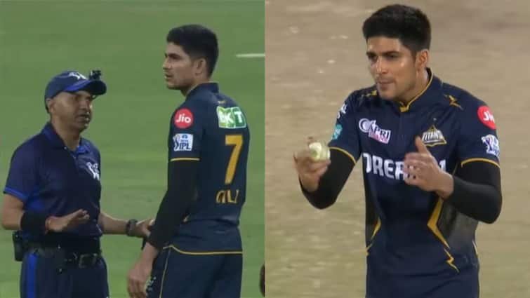 IPL 2024 RR and GT Shubman Gill loses cool on umpire after wide ball controversy – watch video