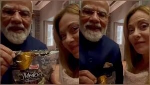 Modi Meloni Melody: இத்தாலி பிரதமர் மெலோனிக்கு ‘மெலோடி‘ சாக்லெட் கொடுத்த மோடி; இணையத்தில் வைரலாகும் வீடியோ